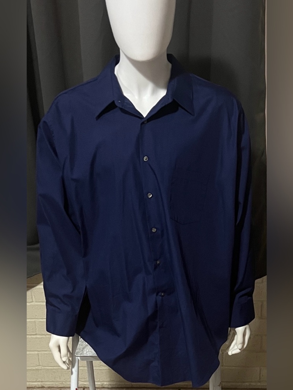 Van Heusen Persian Blue Long-Sleeve Dress Shirt with Point Collar Big Fit